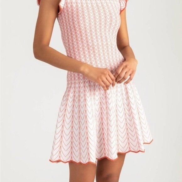 ANTHROPOLOGIE Shoshanna Callie Knit Flutter Sleeve Drop Waist Dress Size L - Picture 3 of 11